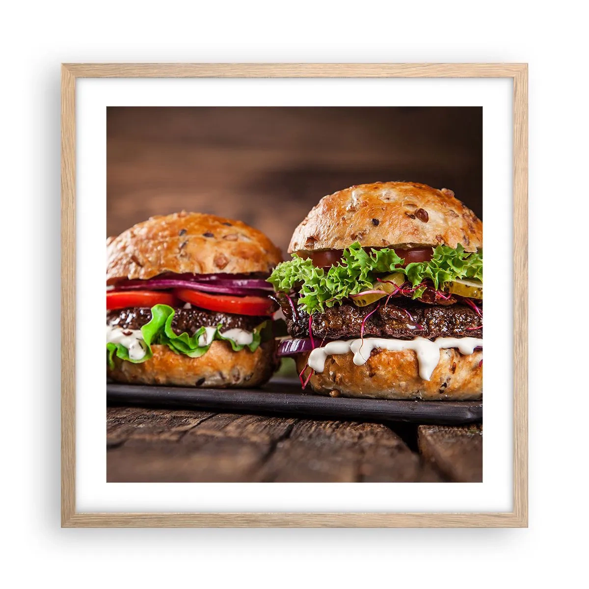 Plakat i ramme af lyst egetræ - American dream - 50x50 cm