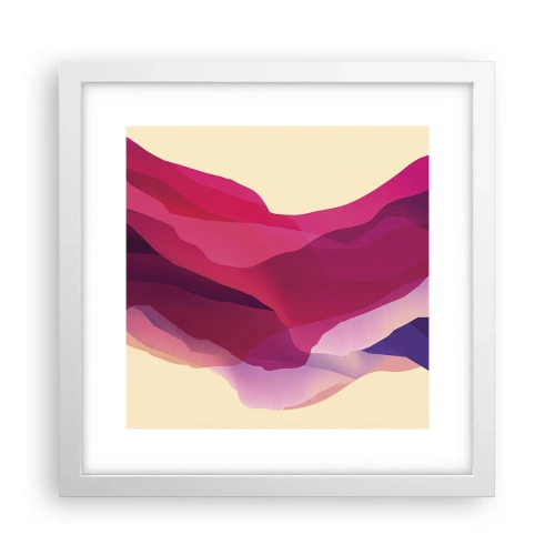 Plakat i hvid ramme - Bølger i lilla - 30x30 cm
