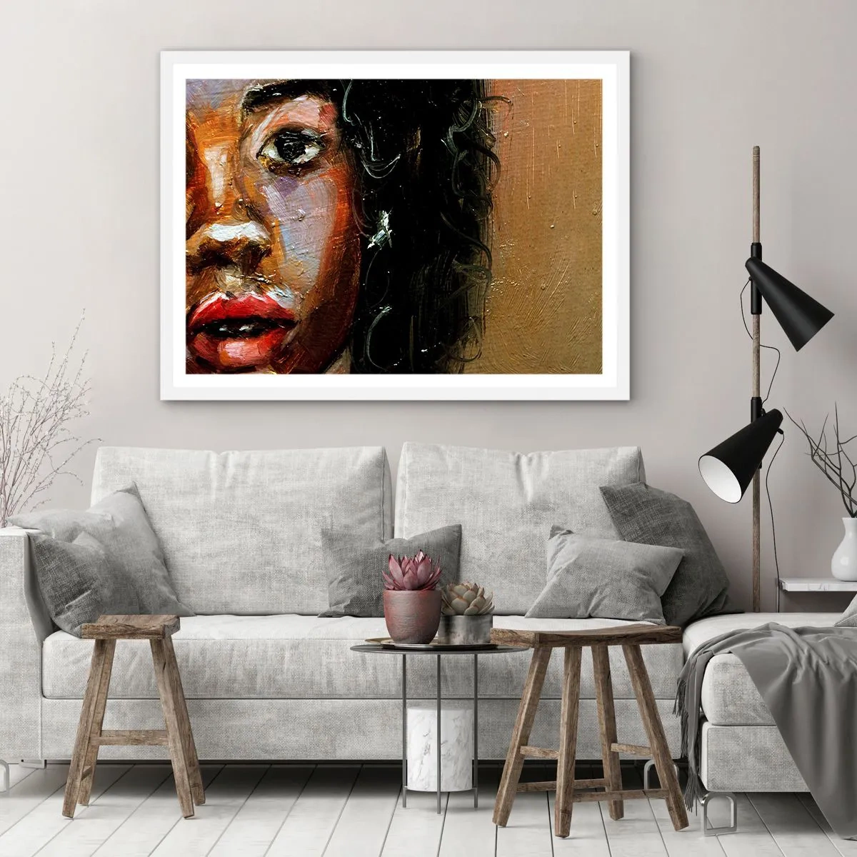 Plakat i hvid ramme - Sort og glitter - 50x40 cm