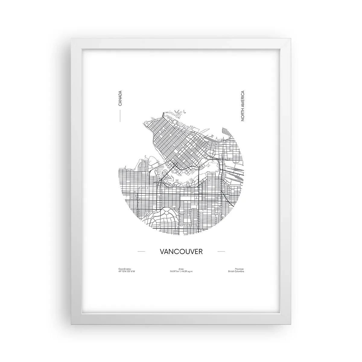 Plakat i hvid ramme - Anatomi af Vacouver - 30x40 cm