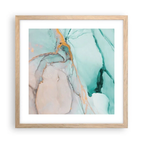 Plakat i ramme af lyst egetræ - Dans af former og farver - 40x40 cm