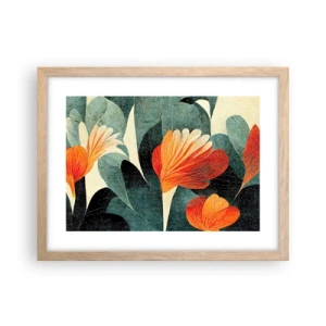 Plakat i ramme af lyst egetræ - Varmen fra troperne og køligheden fra det grønne - 40x30 cm
