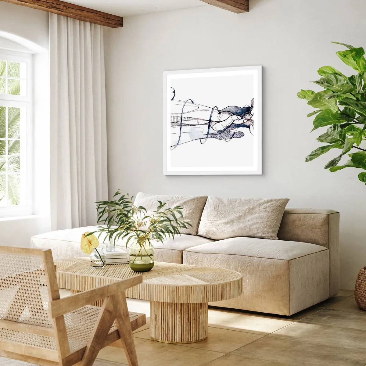 Plakat i hvid ramme - En undersøgelse af berøring - 60x60 cm