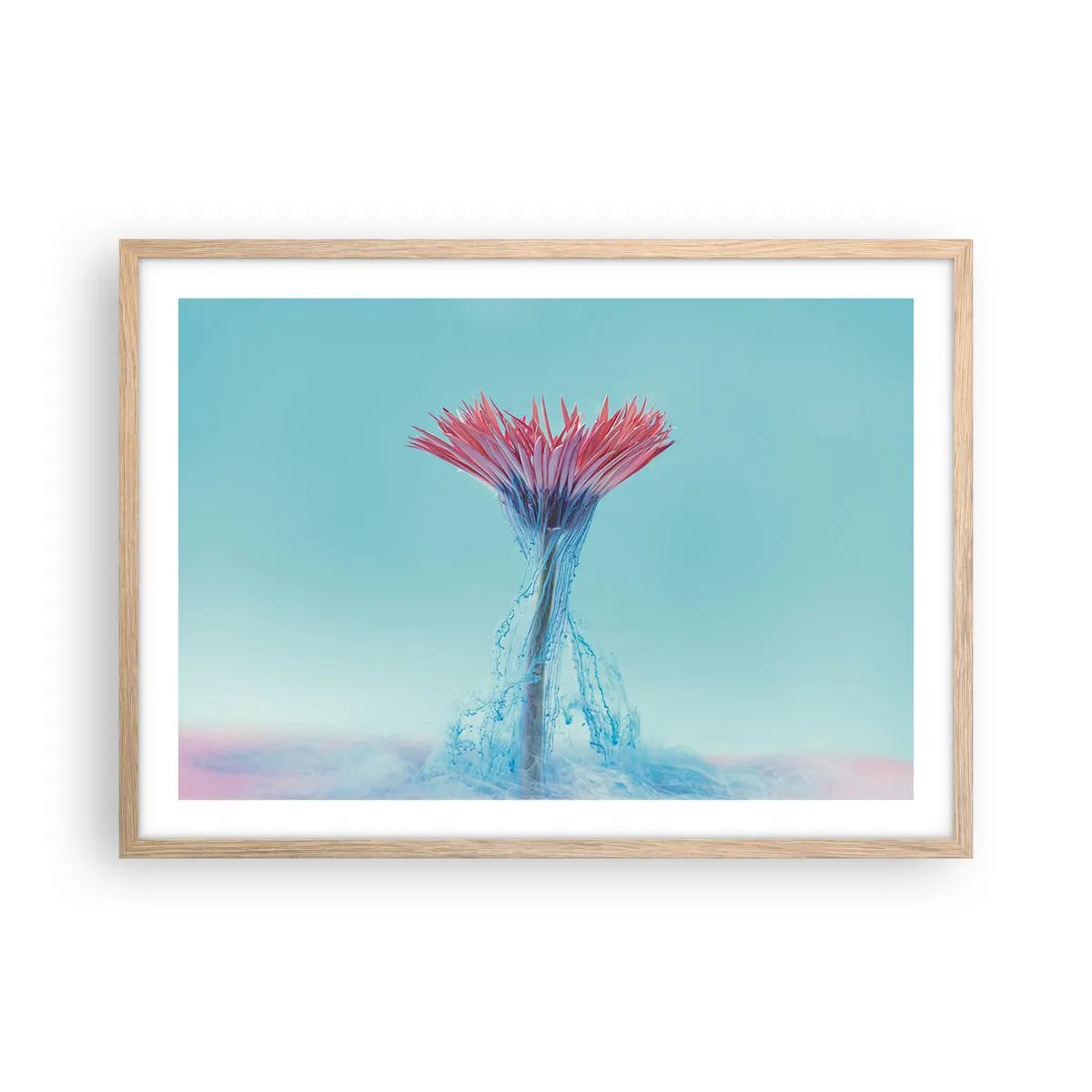 Plakat i ramme af lyst egetræ - I en nærende omfavnelse - 70x50 cm