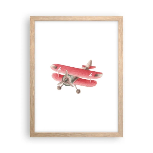 Plakat i ramme af lyst egetræ - Klar til at flyve højt - 30x40 cm