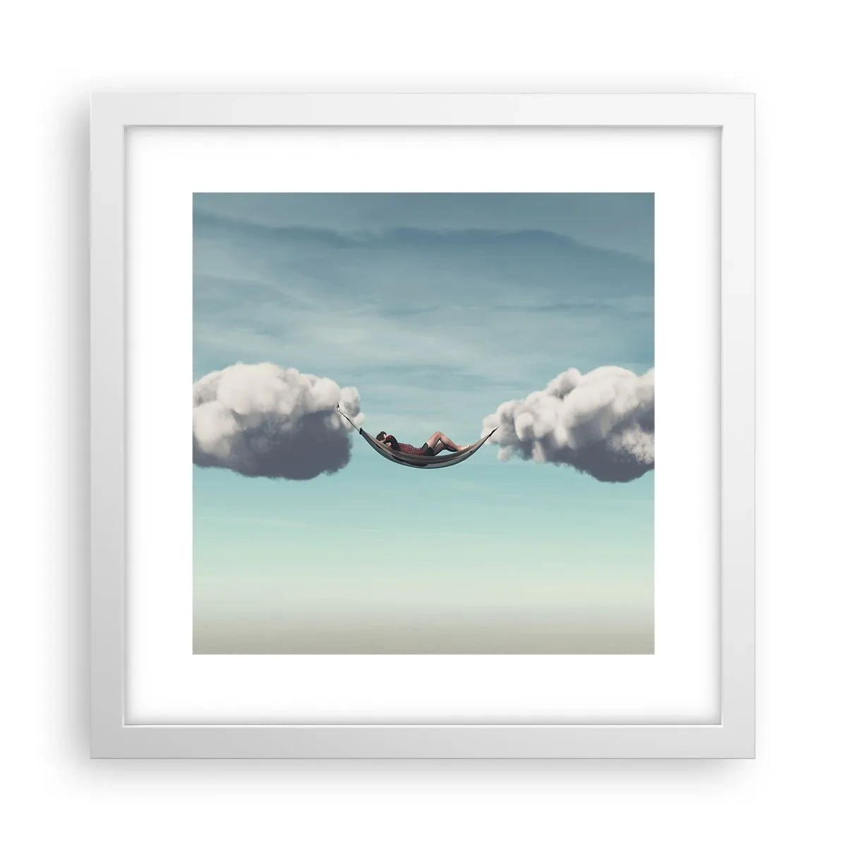 Plakat i hvid ramme - Lykken i øjeblikket - 30x30 cm