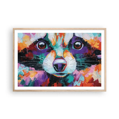 Plakat i ramme af lyst egetræ - Kun gode følelser - 91x61 cm