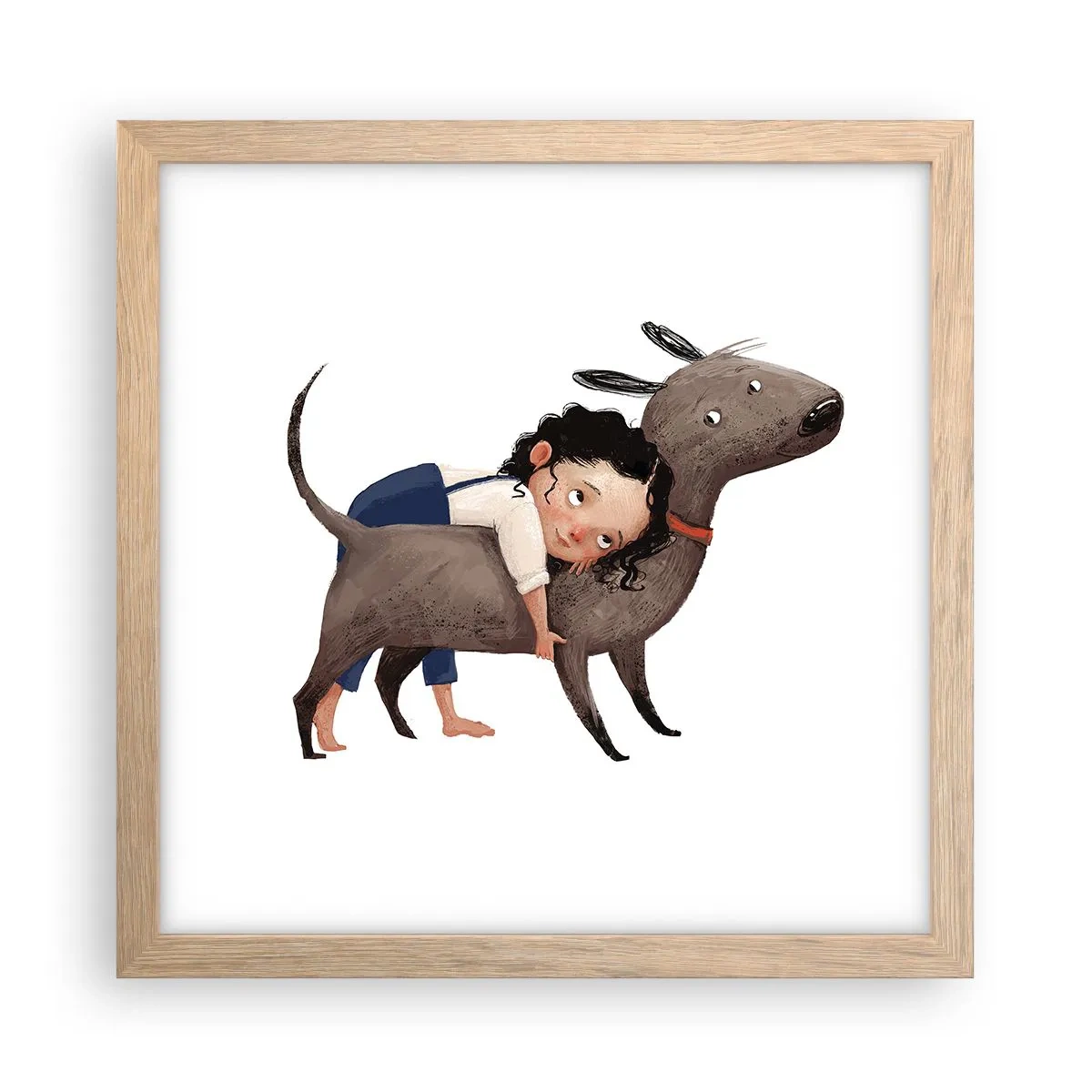 Plakat i ramme af lyst egetræ - Bedste venner - 30x30 cm
