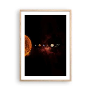 Plakat i ramme af lyst egetræ - Vores nabolag - 50x70 cm