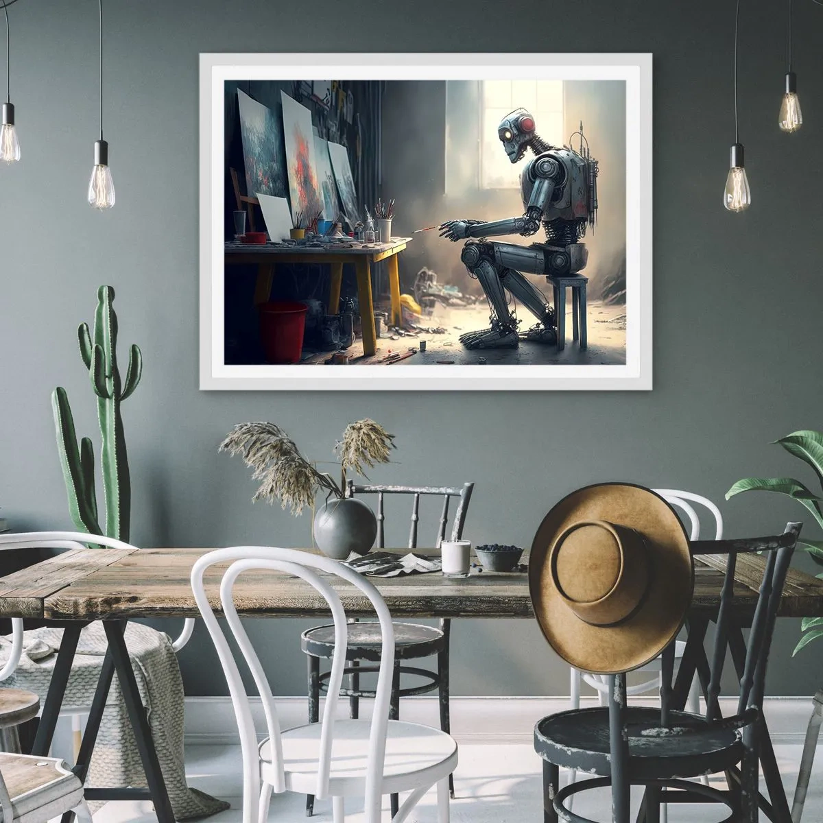 Plakat i hvid ramme - Den skabende handling - 100x70 cm