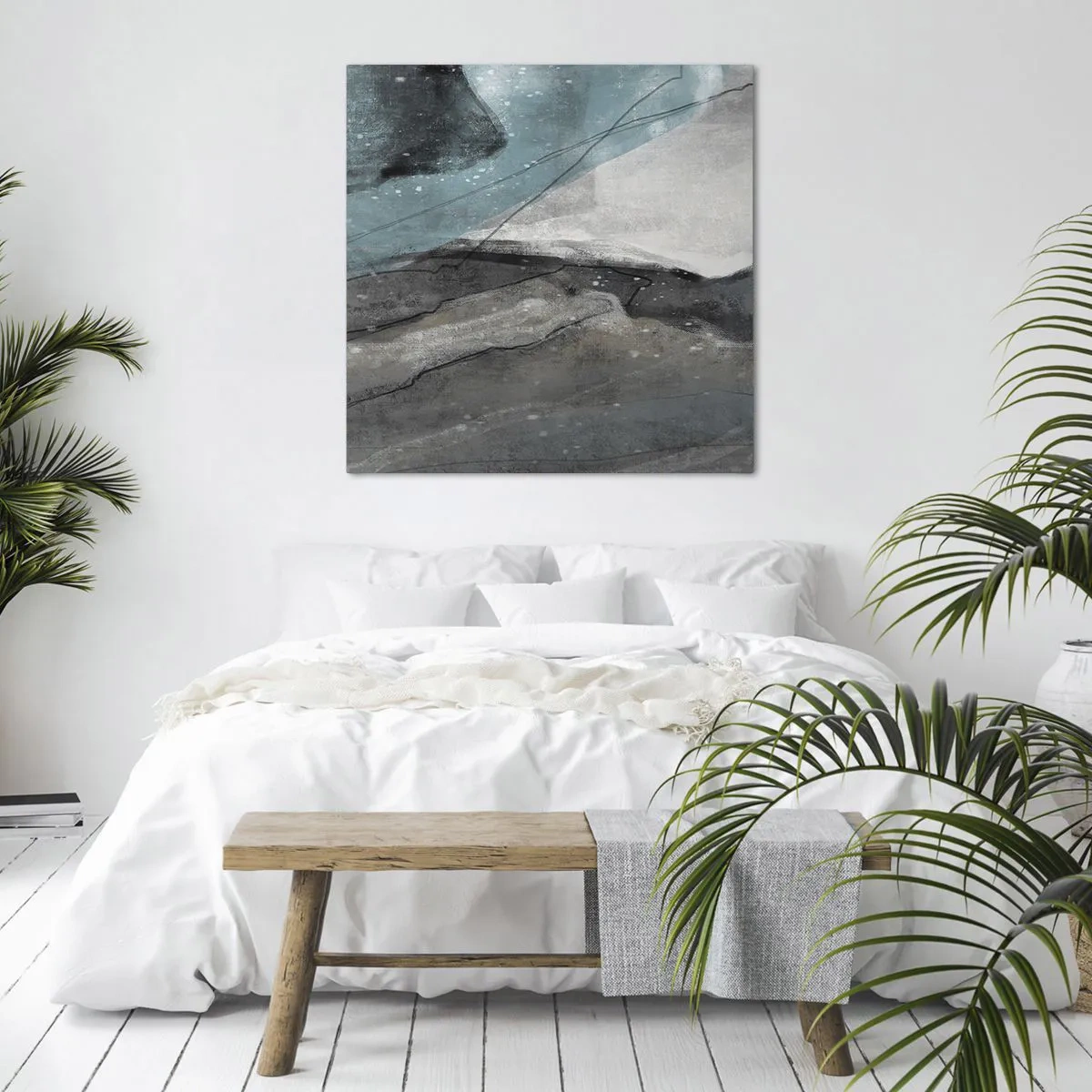 Lærredstryk - Billede på lærred - Abstraktion: klipper og is - 40x40 cm