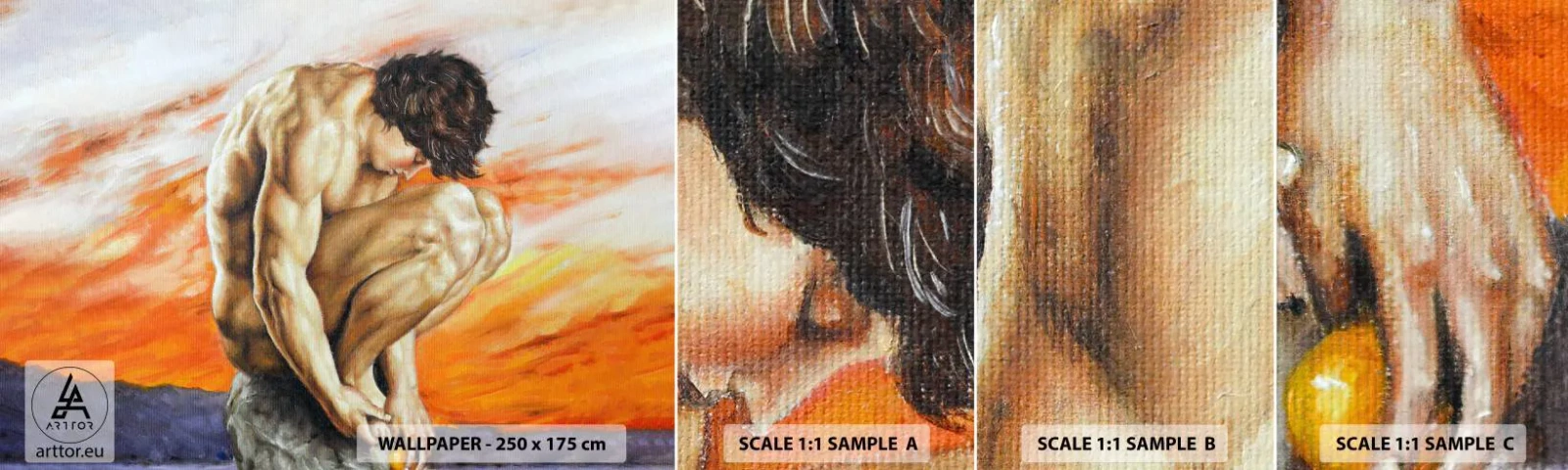 Prøve Fototapet Selvklæbende Deluxe Sticker - Sænket i sig selv - Legeme, Mand, Statue - 100x30 cm