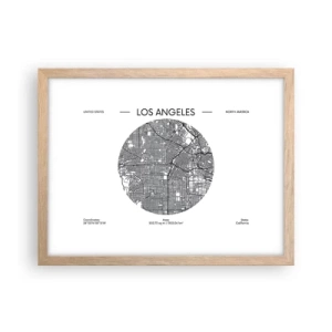Plakat i ramme af lyst egetræ - Los Angeles' anatomi - 40x30 cm