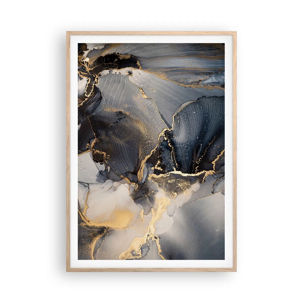 Plakat i ramme af lyst egetræ - Livet af sten - 70x100 cm