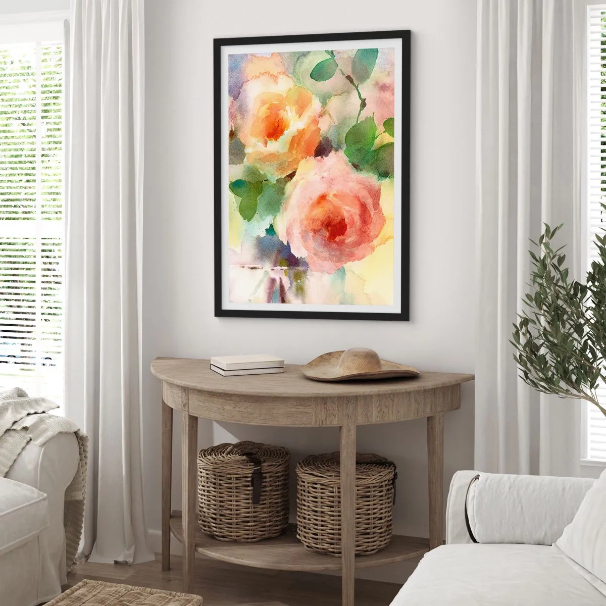 Plakat i sort ramme - Delikat som akvarelfarve - 40x50 cm