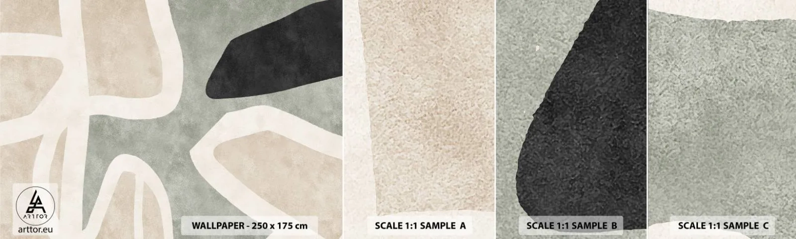 Prøve Fototapet Selvklæbende Deluxe Sticker - Komposition med et sort tema - Abstraktion, Minimalisme, Moderne kunst - 100x30 cm