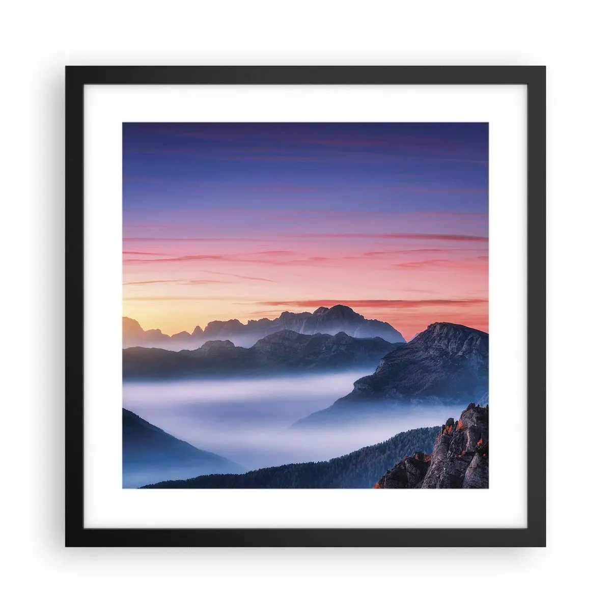 Plakat i sort ramme - Over dalene - 40x40 cm