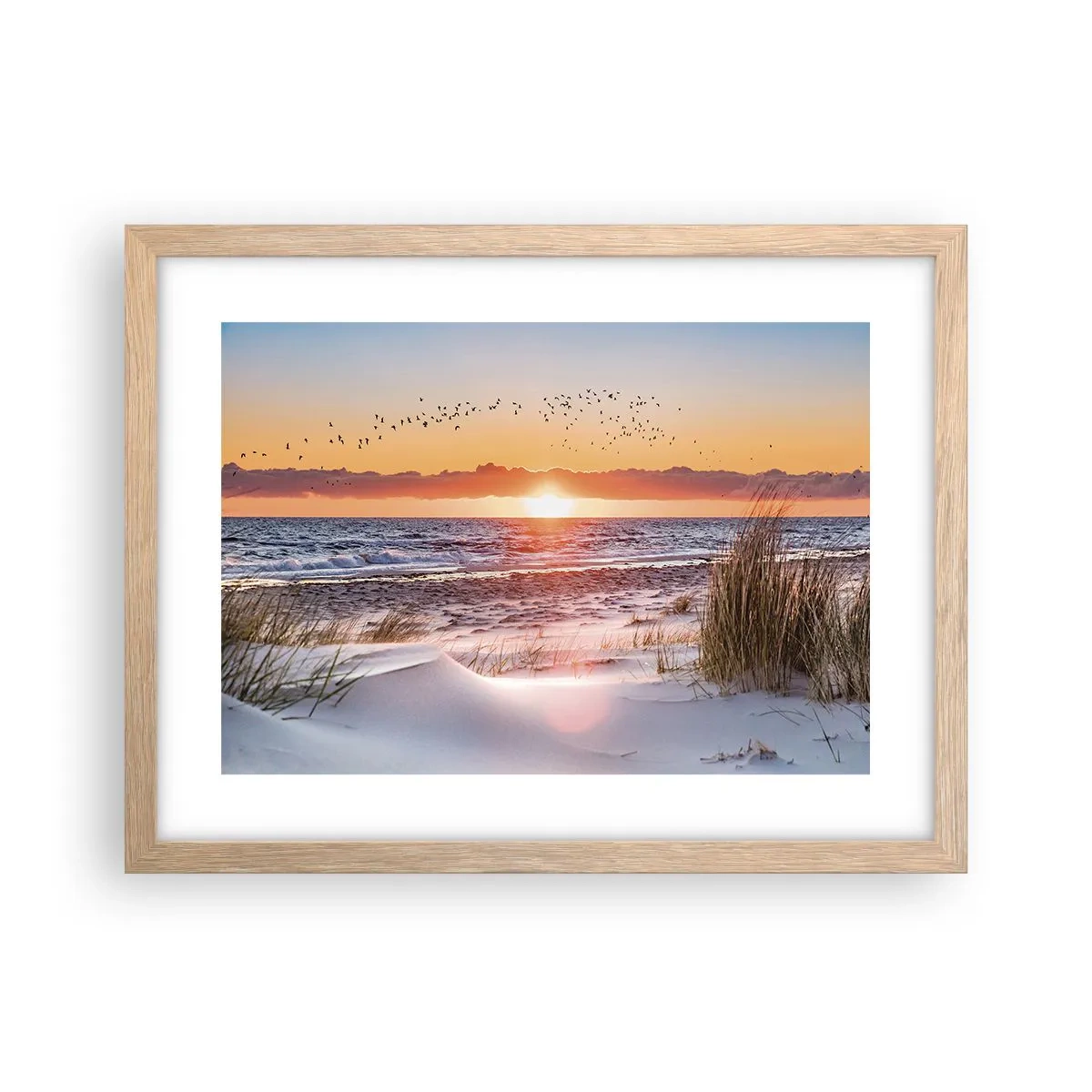 Plakat i ramme af lyst egetræ - Vandret landskab - 40x30 cm