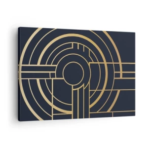 Lærredstryk - Billede på lærred - Geometrisk mønster med gyldne linjer - 70x50cm - At vende tingene på hovedet - Moderne vægdekoration til stue og soveværelse ARTTOR