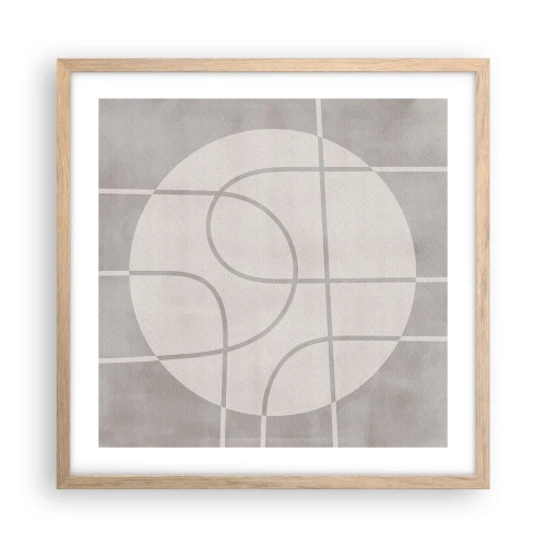 Plakat i ramme af lyst egetræ - Cirkulær og lige frem - 50x50 cm