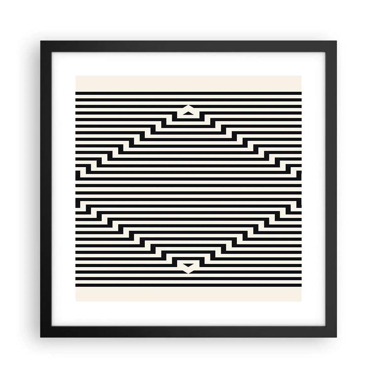 Plakat i sort ramme - Geometrisk illusion - 40x40 cm