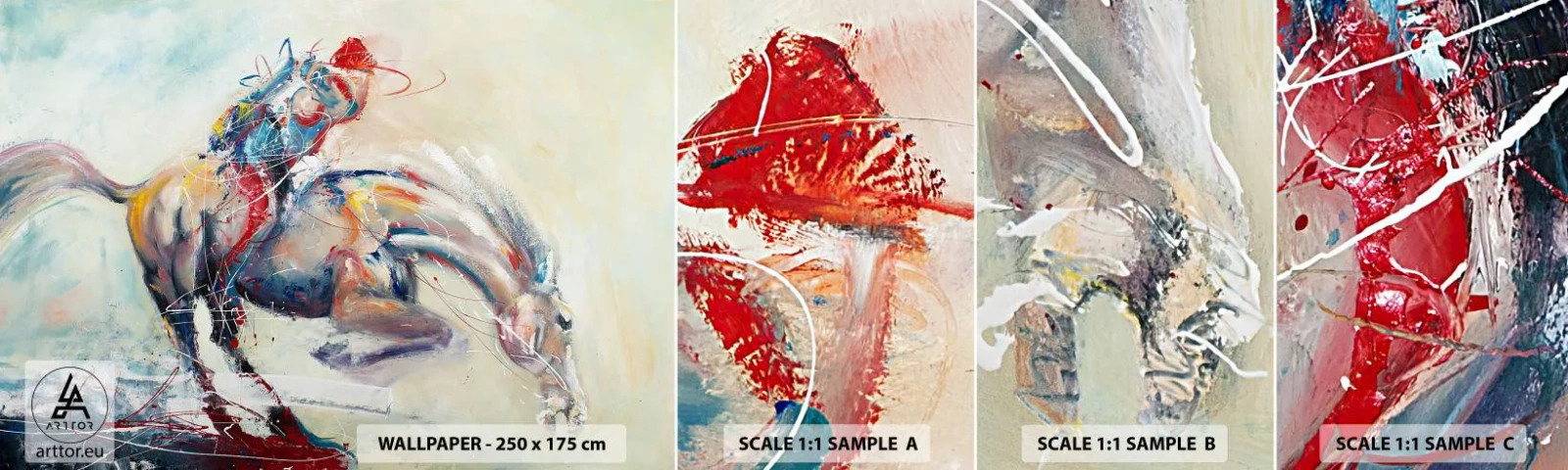 Fototapet Prøve Standard Eco - Hold fast, lad os flyve - Dyr, Hest, Rytter - 100x30 cm