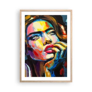 Plakat i ramme af lyst egetræ - Drømme som fugle svæver gennem himlen - 50x70 cm