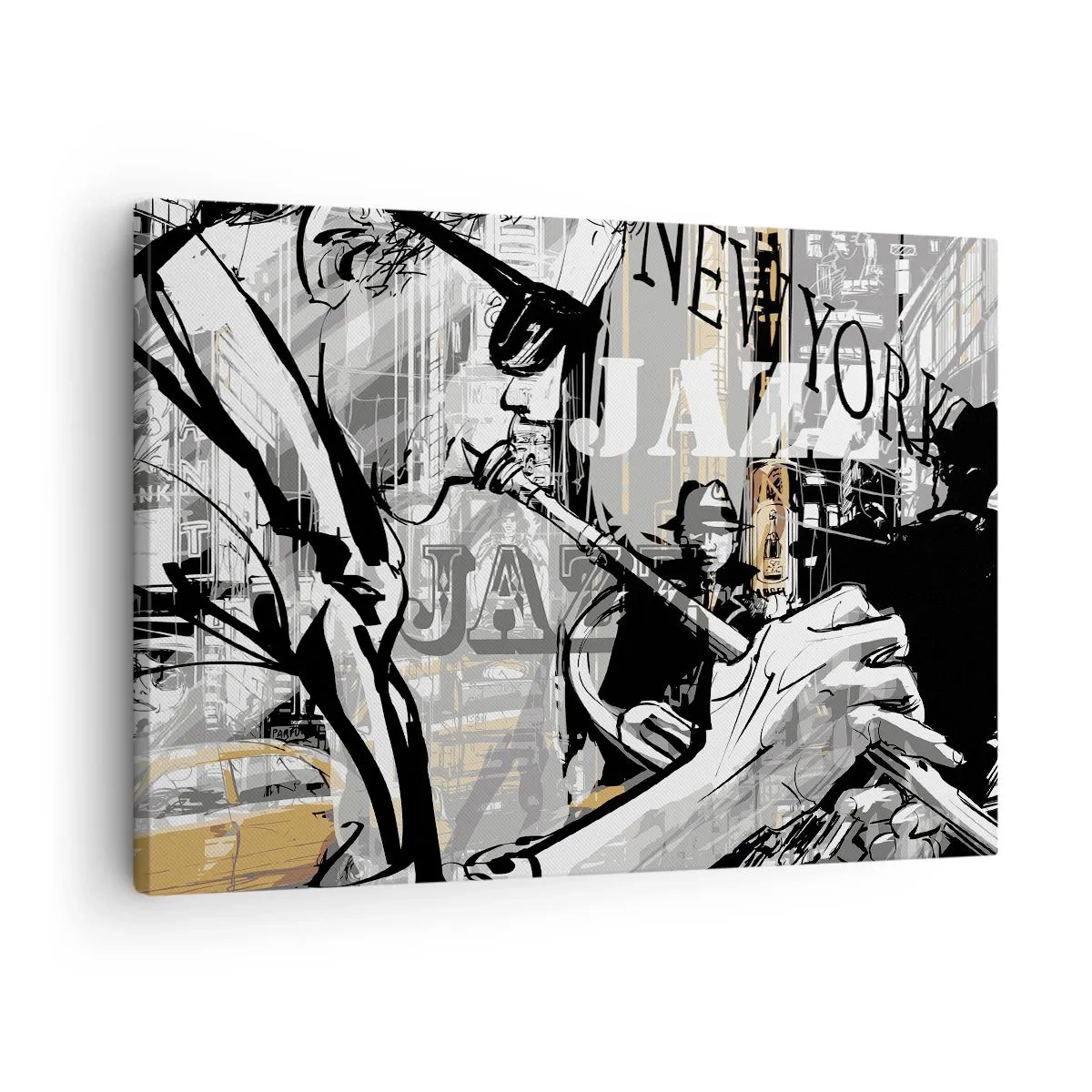 Lærredstryk - Billede på lærred - New Yorks jazzscene - 70x50cm - Til New Yorks rytme - Moderne vægdekoration til stue og soveværelse ARTTOR