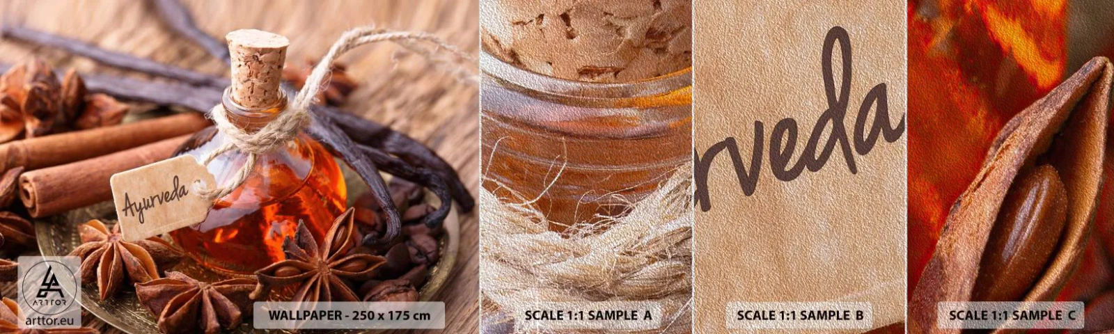 Prøve Fototapet Premium Sand - På vej mod enhed af krop og ånd - Kanel, Anis, Vanilje - 100x30 cm