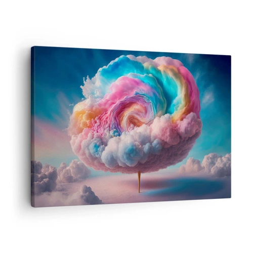 Lærredstryk - Billede på lærred - En spiralformet sky med pastelfarver på himlen - 70x50cm - En drøm om en forlystelsespark - Moderne vægdekoration til stue og soveværelse ARTTOR