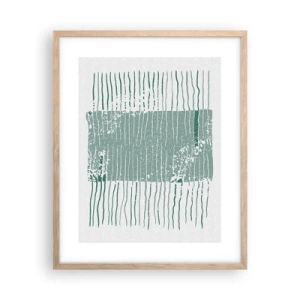 Plakat i ramme af lyst egetræ - Marin abstraktion - 40x50 cm