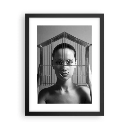 Plakat i sort ramme - Et lidt surrealistisk portræt - 30x40 cm