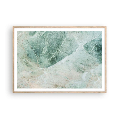 Plakat i ramme af lyst egetræ - Den ædle kølighed af sten - 100x70 cm