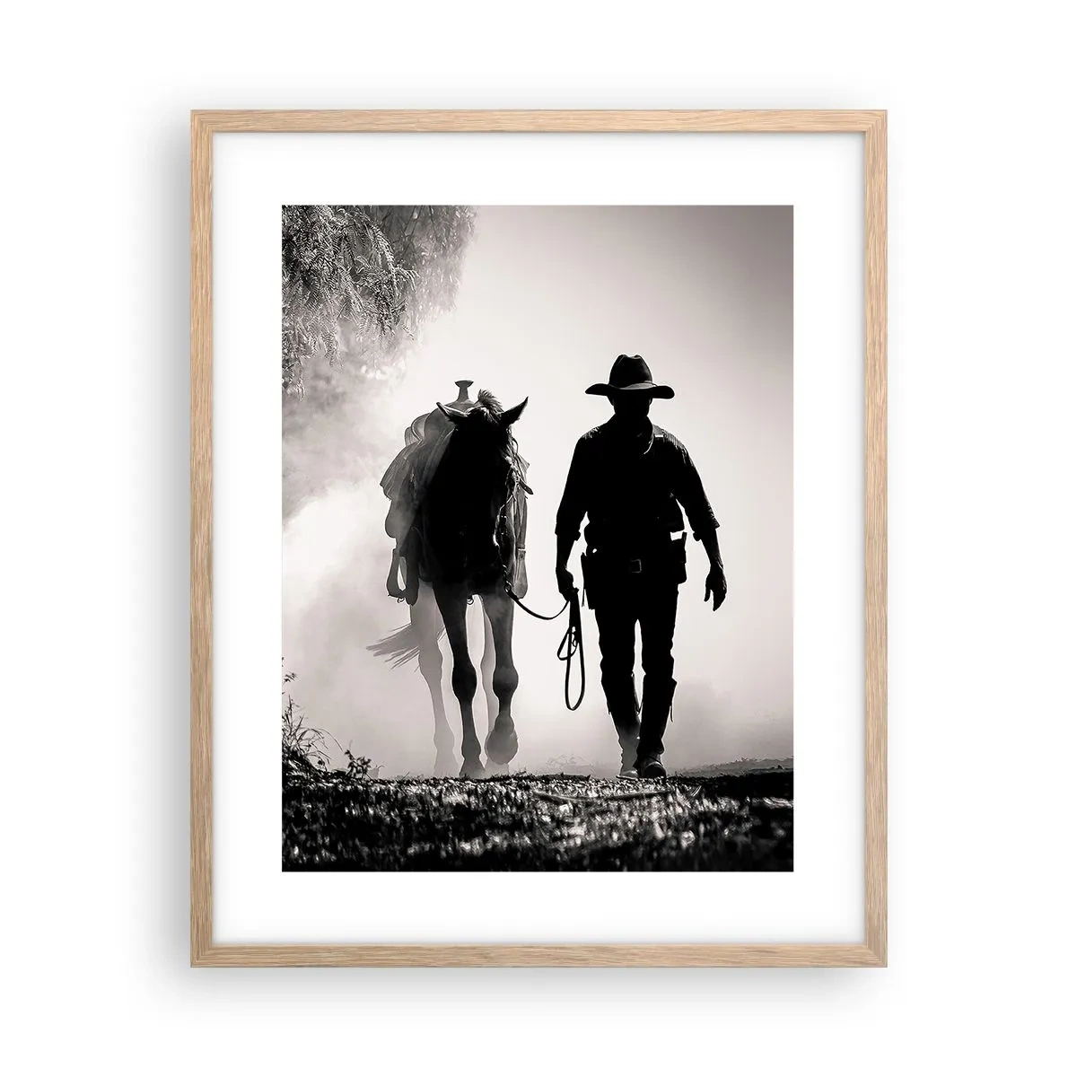 Plakat i ramme af lyst egetræ - En morgen i Texas - 40x50 cm