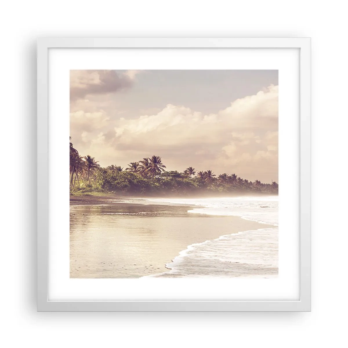 Plakat i hvid ramme - Kærtegner bølgerne - 40x40 cm