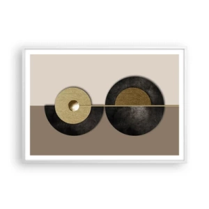 Plakat i hvid ramme - Variationer omkring en cirkel - 100x70 cm