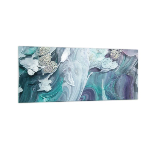 Billede på glas - Strømme af blå - 100x40 cm