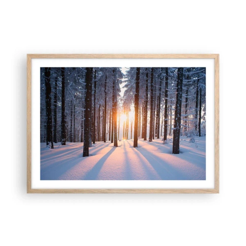 Plakat i ramme af lyst egetræ - Klart i sort og hvidt - 70x50 cm