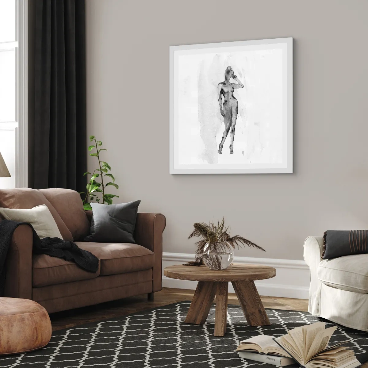 Plakat i hvid ramme - En undersøgelse af idealet om kvindelighed - 30x30 cm