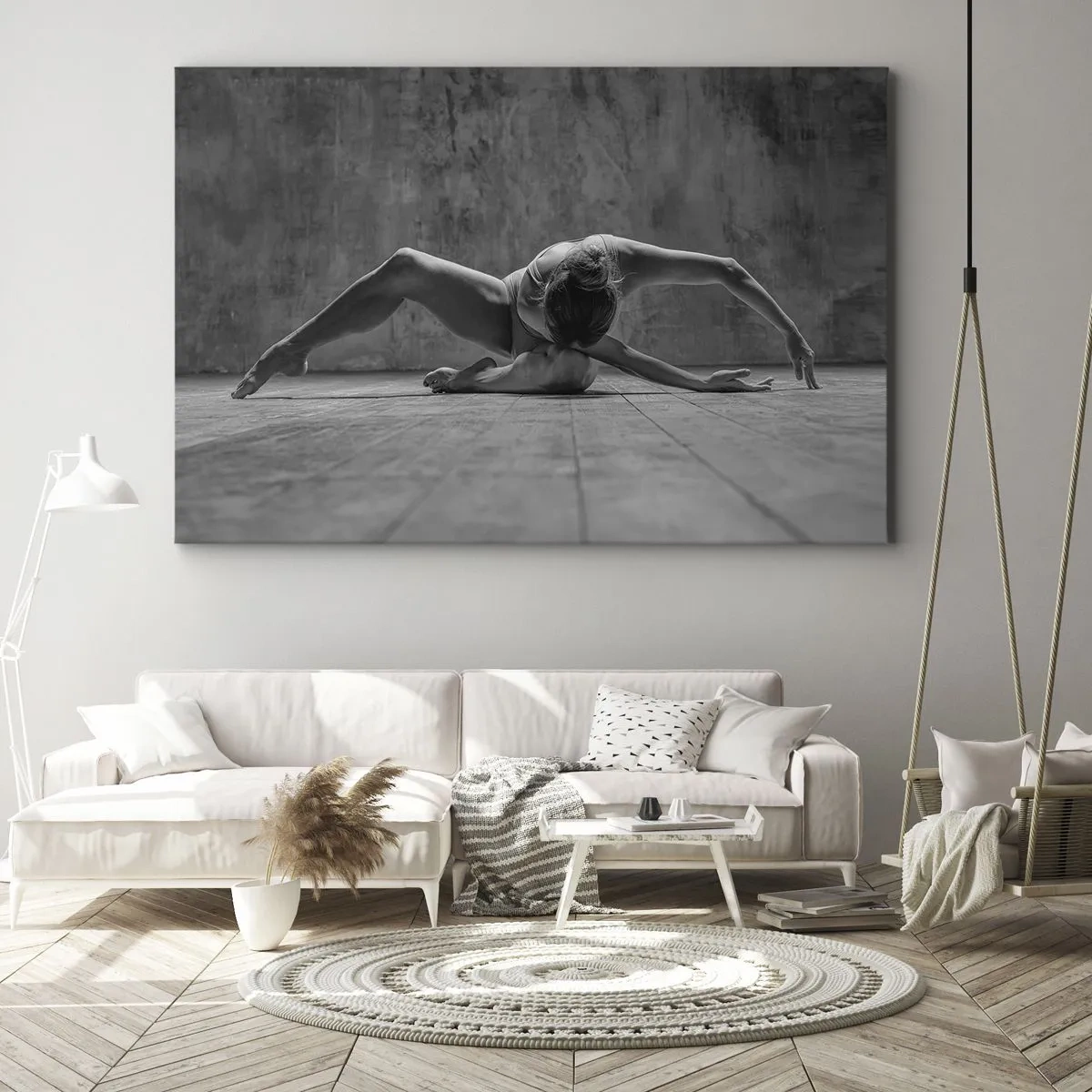Lærredstryk - Billede på lærred - En danser i en kunstnerisk positur - 70x50cm - Symmetri fundet - Moderne vægdekoration til stue og soveværelse ARTTOR
