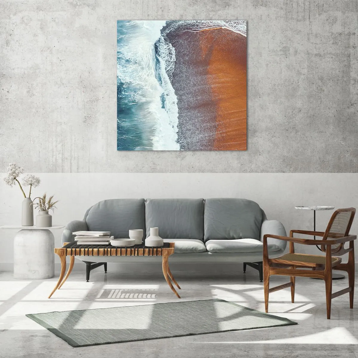 Billede på glas - Et strejf af havet - 70x70 cm