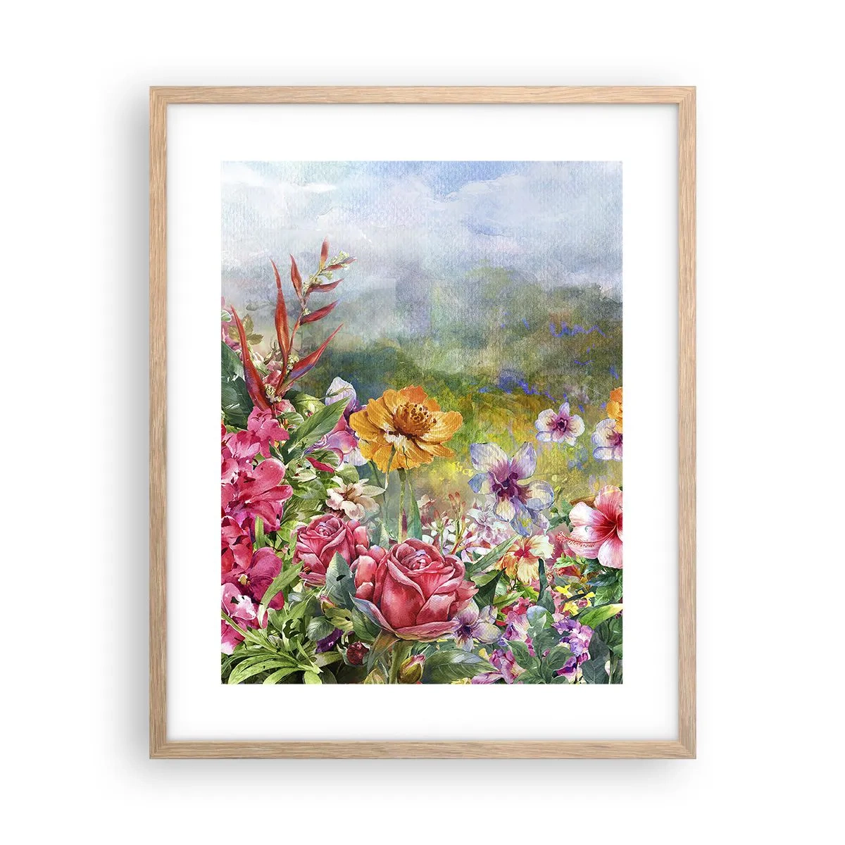 Plakat i ramme af lyst egetræ - En have, der er gået amok - 40x50 cm