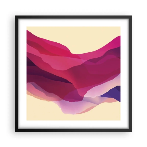 Plakat i sort ramme - Bølger i lilla - 50x50 cm