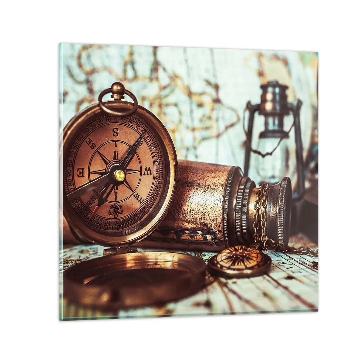 Billede på glas - Der venter dig et pirateventyr i Caribien - 60x60 cm