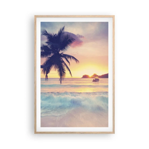 Plakat i ramme af lyst egetræ - En aften i bugten - 61x91 cm