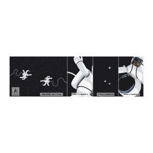 Prøve Fototapet Selvklæbende Deluxe Sticker - Rummet vikler sig sammen - Abstraktion, Astronaut, Kosmos - 100x30 cm