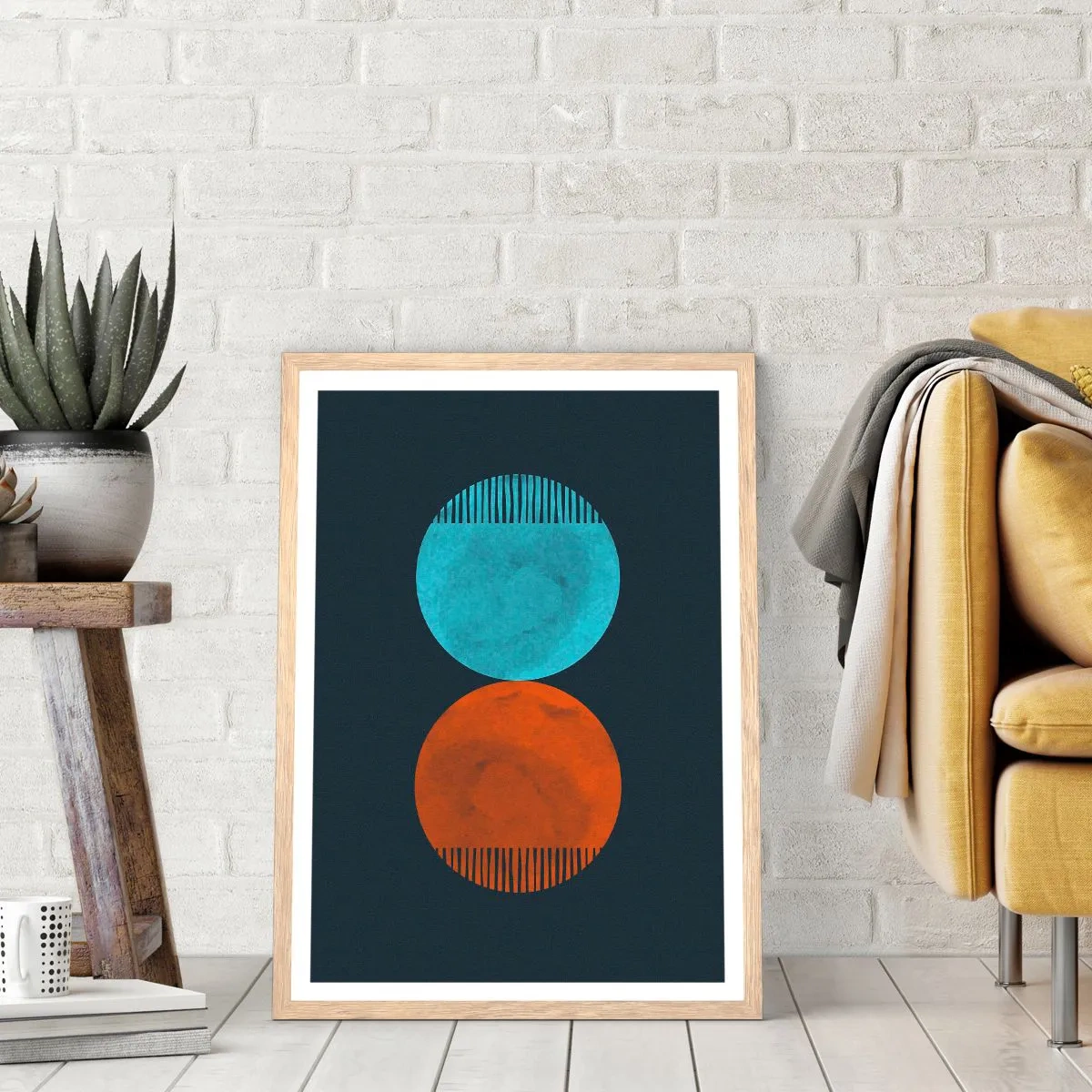 Plakat i ramme af lyst egetræ - Kun geometri? - 61x91 cm