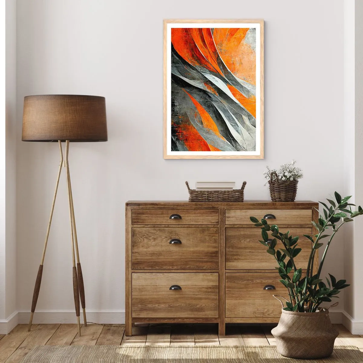 Plakat i ramme af lyst egetræ - Varme og kulde - 61x91 cm