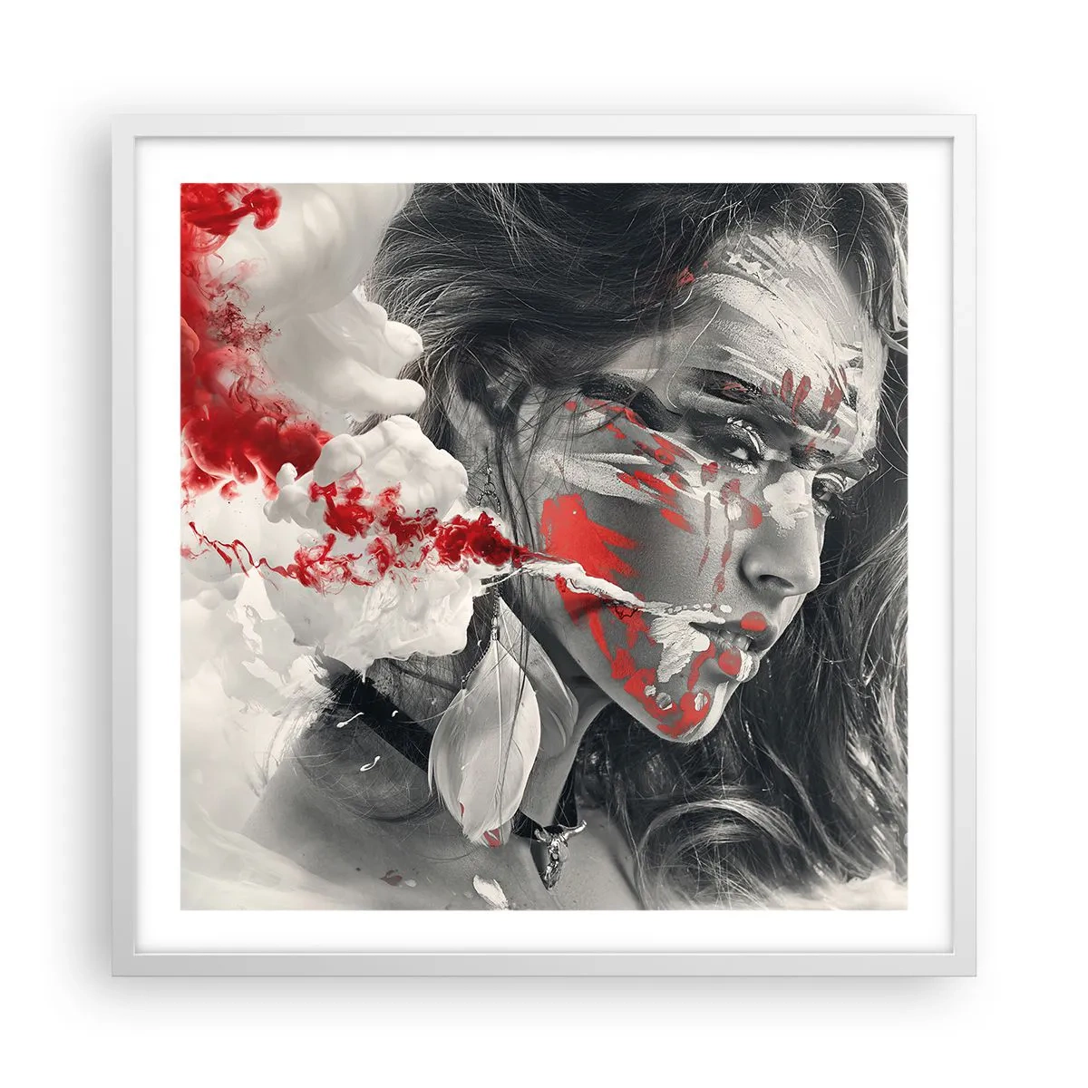 Plakat i hvid ramme - I det absurdes damp - 60x60 cm