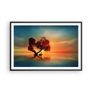 Plakat i sort ramme - Fjern og tavs verdensløshed - 91x61 cm